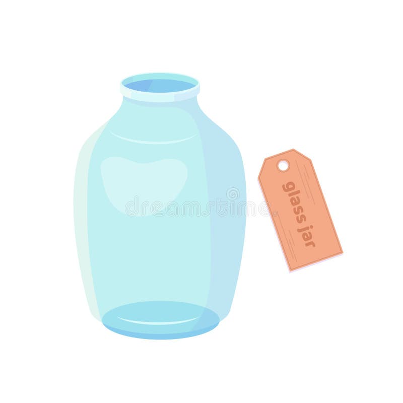 Empty open glass jar isolated on white background. Stock Vector