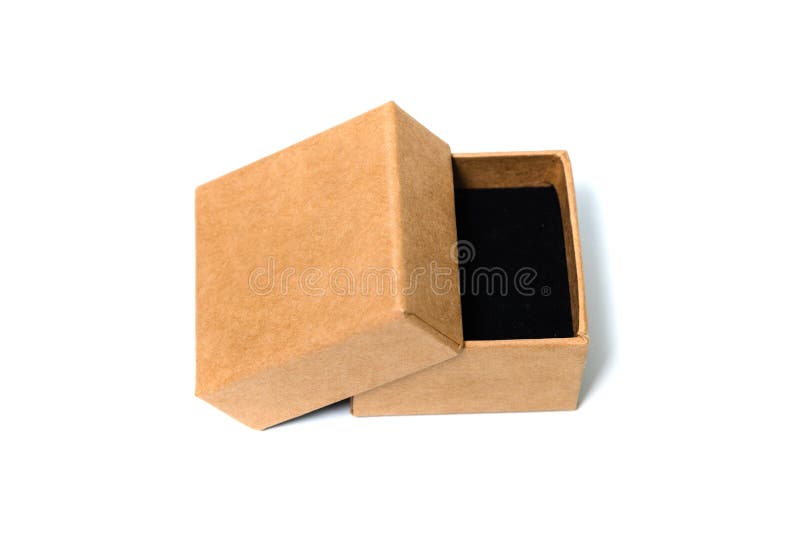Empty Opened Brown Small Cardboard Box With Lid For Mock Up Isolated On ...
