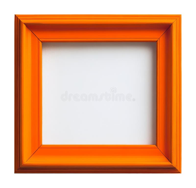 Empty orange picture frame on transparent background, art presentation concept. AI generated. Geometric frame rectangular border design artistic presentation style stock images, royalty-free photos and pictures
