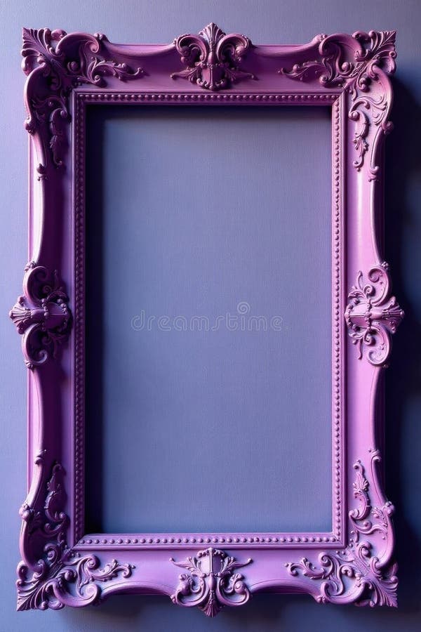 Empty ornate violet wooden frame, vintage style, border, ornate, frame vector illustration