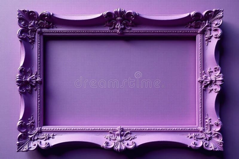 Empty ornate violet wooden frame, vintage style, empty frame, wedding stock illustration