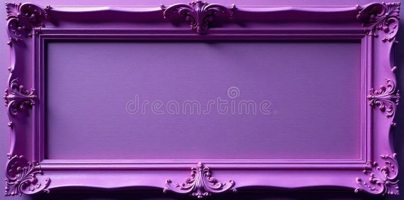 Empty ornate violet wooden frame, vintage style, vintage, retro royalty free illustration