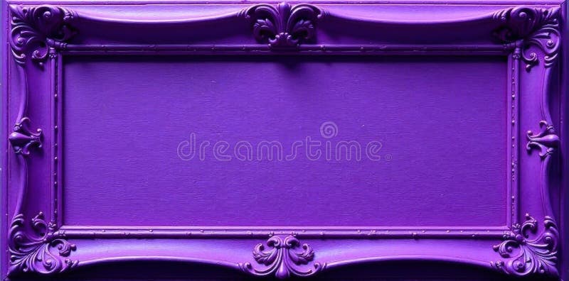 Empty ornate violet wooden frame, vintage style, violet, blank stock illustration
