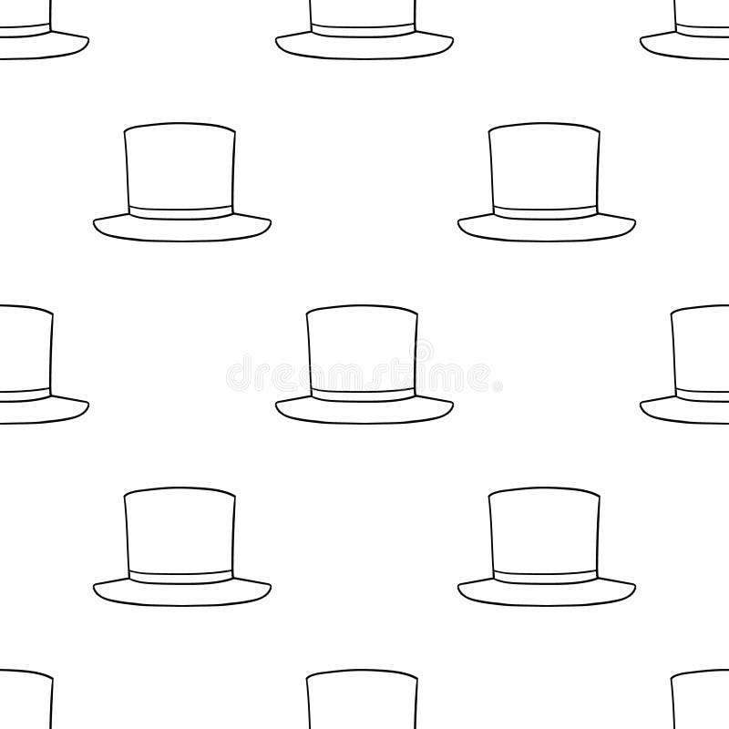 Empty Outline Hat. Headdress Icon, Hat. Seamless Pattern on a White