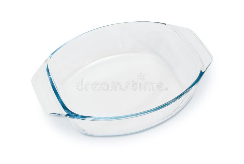 Empty Glass Casserole Pan on a White Background Stock Photo Image of