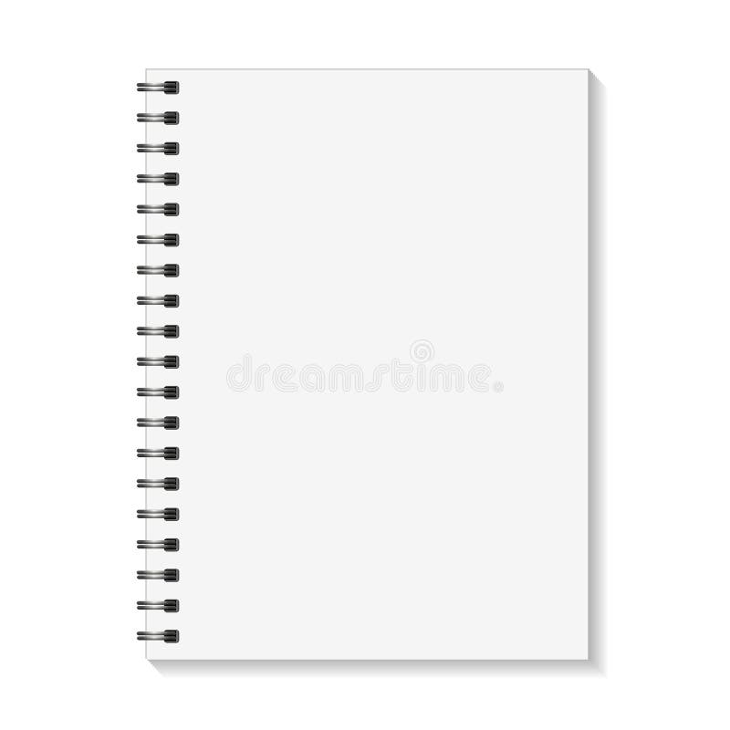 Blank Spiral Notebook Template Black White Stock Vector (Royalty