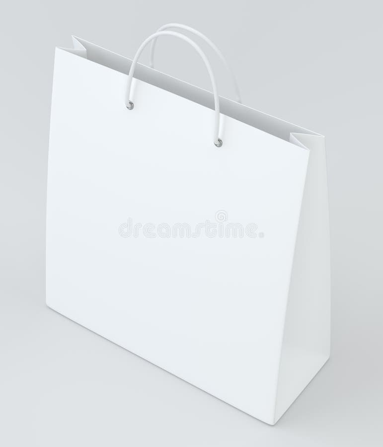 Empty Paper Bag on White Background. 3d Rendering Stock Illustration ...