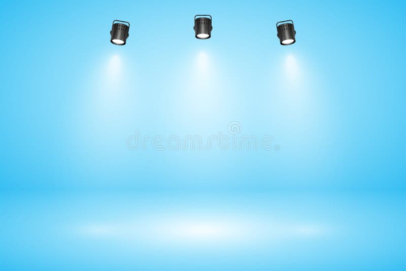 Empty Pastel Blue Studio Abstract Background with Spotlight Effect