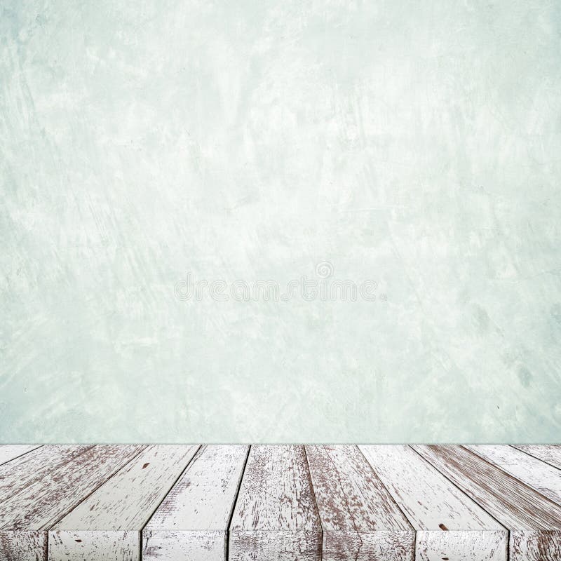 Empty perspective vintage white wood and green cement wall background, room, table top, shelf for product display montage royalty free stock photos