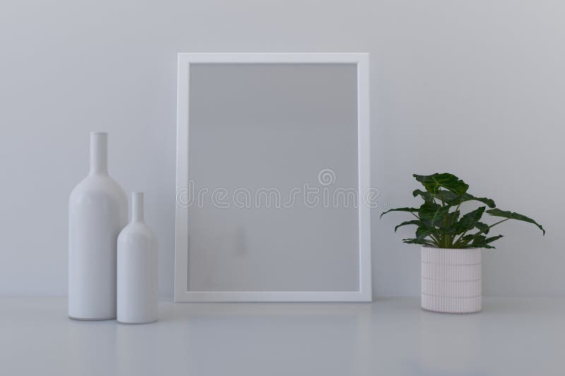 Frame Mockup with Vases on the Shelf. Perfect for Branding your creation or business. The Interior Wall Mockups are good to use for shop owners, artists, creative people, bloggers, who want to advertise or show their latest design!