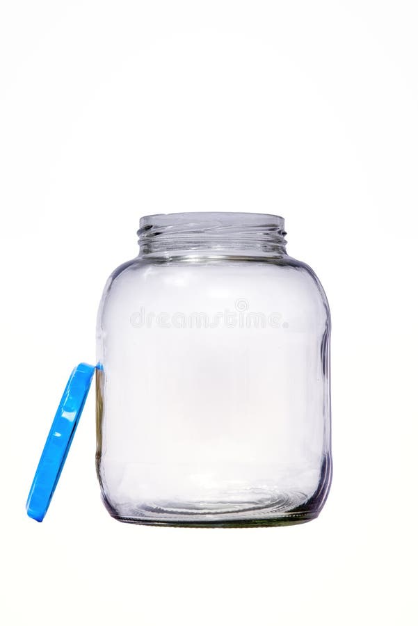Empty Pickle Jar with Blue Lid Isolated on White Stock Photo Image of