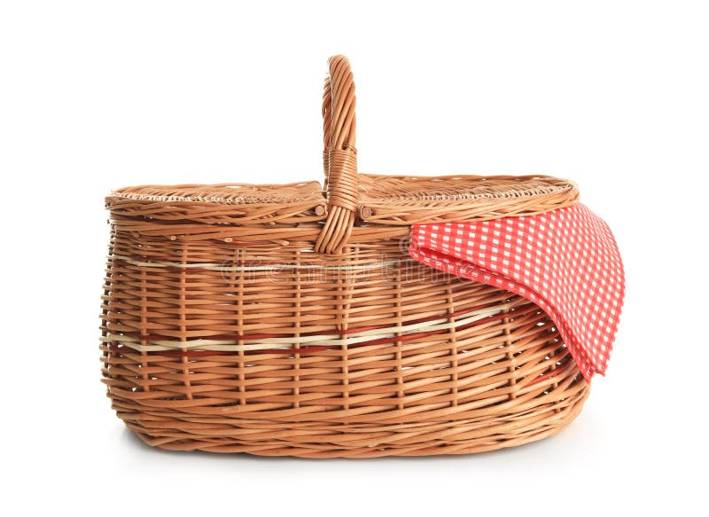 Empty Picnic Basket with Checkered Cloth Stock Image Image of cloth