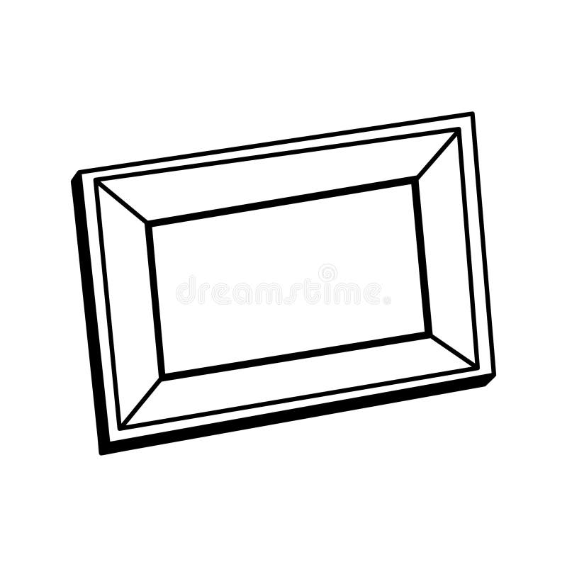 Empty picture frame illustration. School supply doodle design. Blank rectangular picture frame hand drawn element royalty free illustration