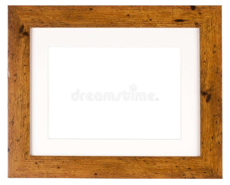 Empty picture frame in a wood grain moulding