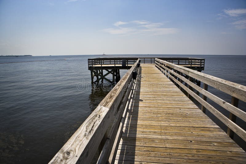 Empty Pier & Oil Booms, Gulf Coast, Gulf Coast