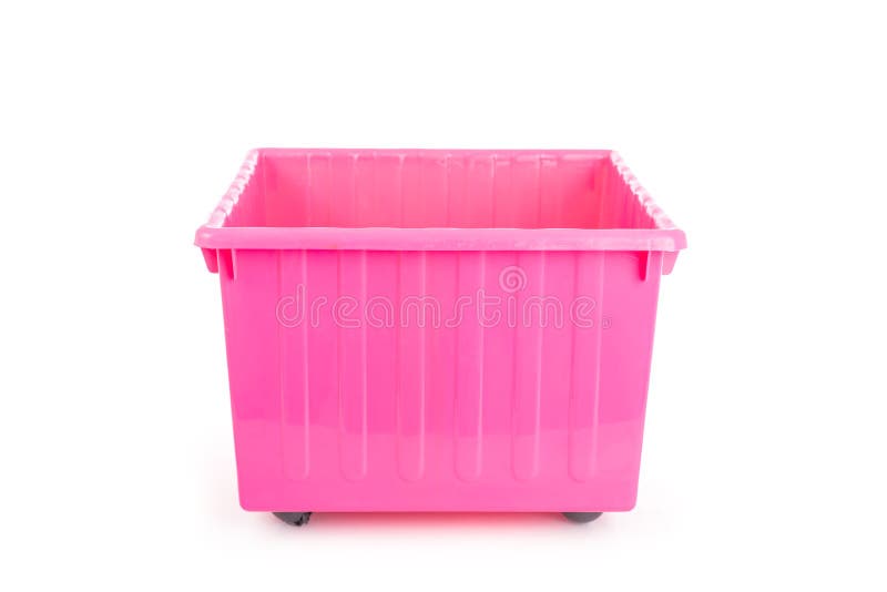 Empty pink plastic box on white royalty free stock images