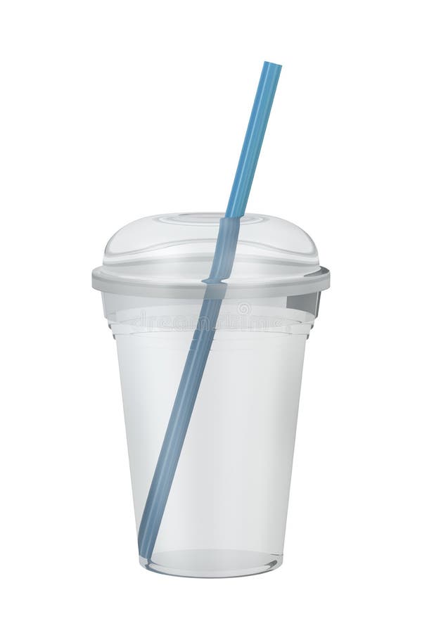 Empty Plastic Smoothie Cup with a Straw Stock Image - Illustration