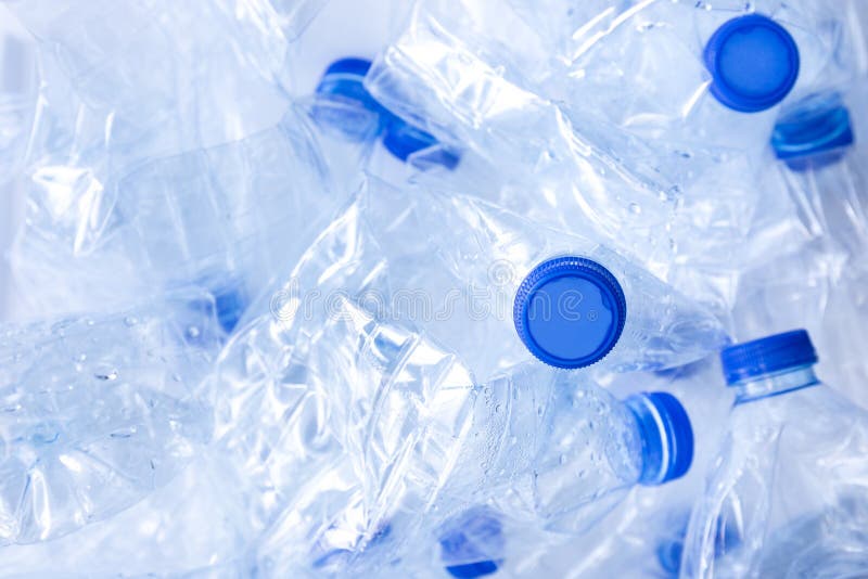 Empty plastic water bottle from polyethylene in waste pollution for recycle and reusable package concept plastic recycle world