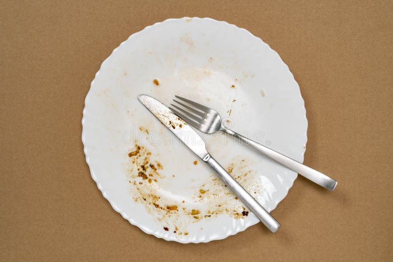 An Empty Plate, Dirty after the Meal is Finished Stock Photo Image of