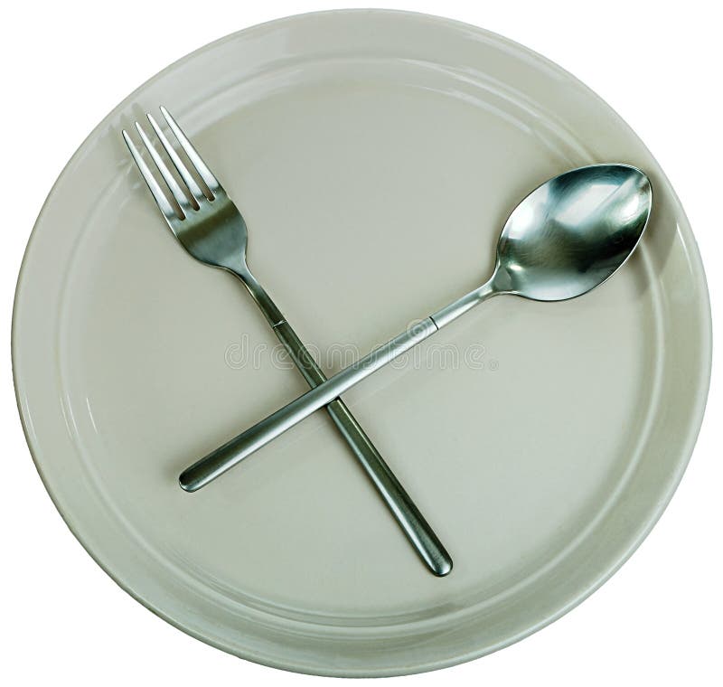 Empty plate, fork and spoon