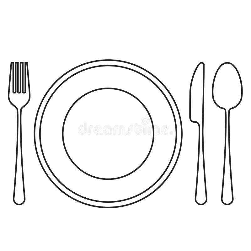 Empty Plate with Spoon, Knife and Fork Stock Vector - Illustration of