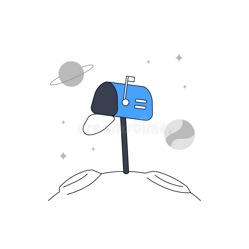 Empty Postbox mailbox for empty state no message no chat communication or mail at space planet galaxy for ui element illustration stock illustration