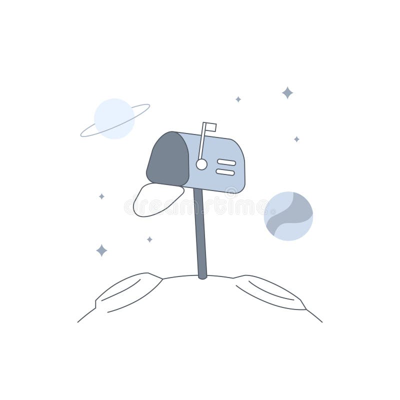 Empty Postbox mailbox for empty state no message no chat communication or mail at space planet galaxy for ui element illustration royalty free illustration