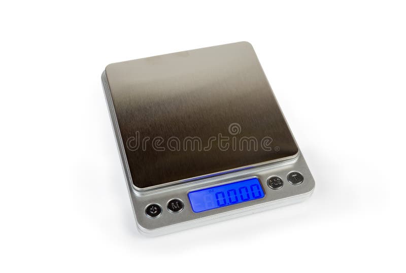 Empty Professional Digital Table Top Scales on White Background Stock