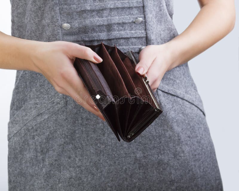 Empty Purse in Women`s Hands Stock Image Image of human, activity
