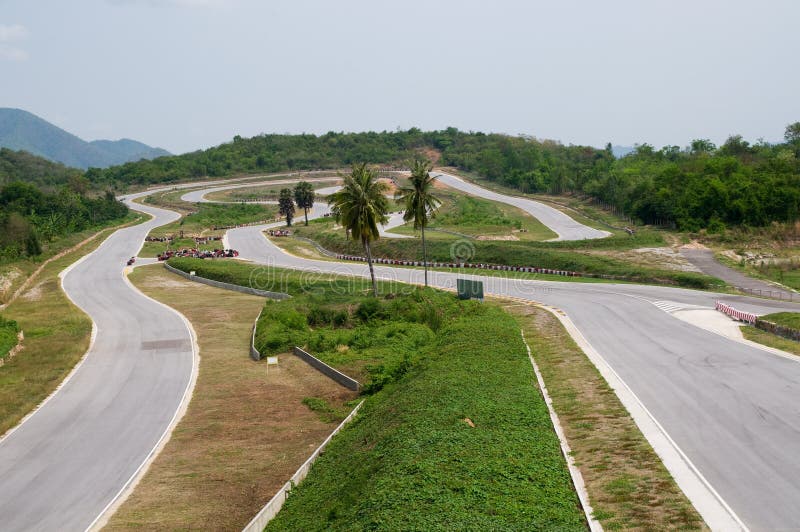 Empty race circuit in Thailand. The Kaeng Krachan race circuit in Petchaburi province, Thailand with no cars stock images Empty race circuit in Thailand. The Kaeng Krachan race circuit in Petchaburi province, Thailand with no cars stock images