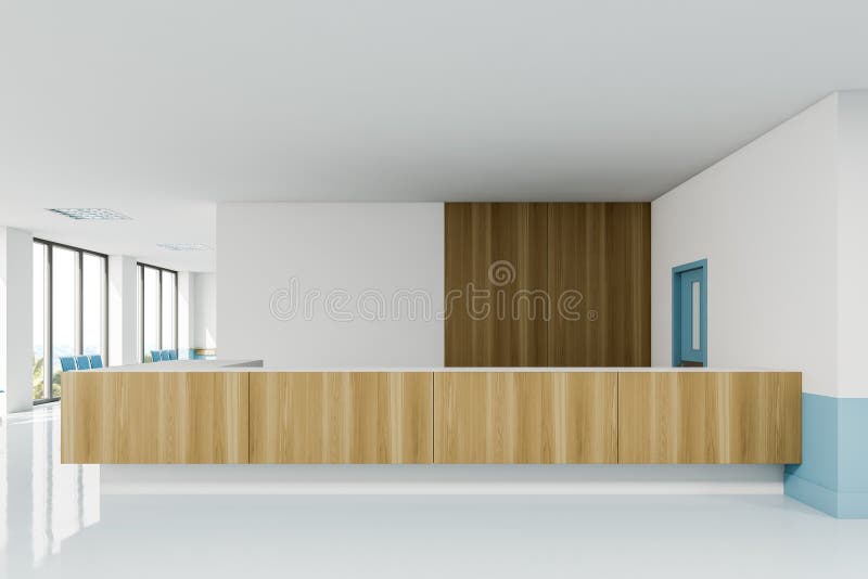 Empty reception desk in modern hospital royalty free illustration
