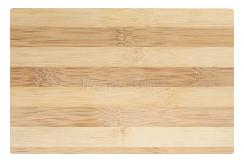Empty Rectangular Wooden Oak Kitchen Cutting Board. White Background