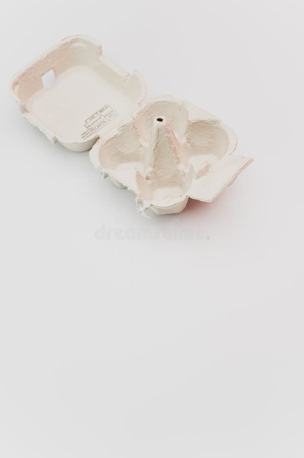 Empty Recycled Caedboard Egg Box on a White Background Stock Image