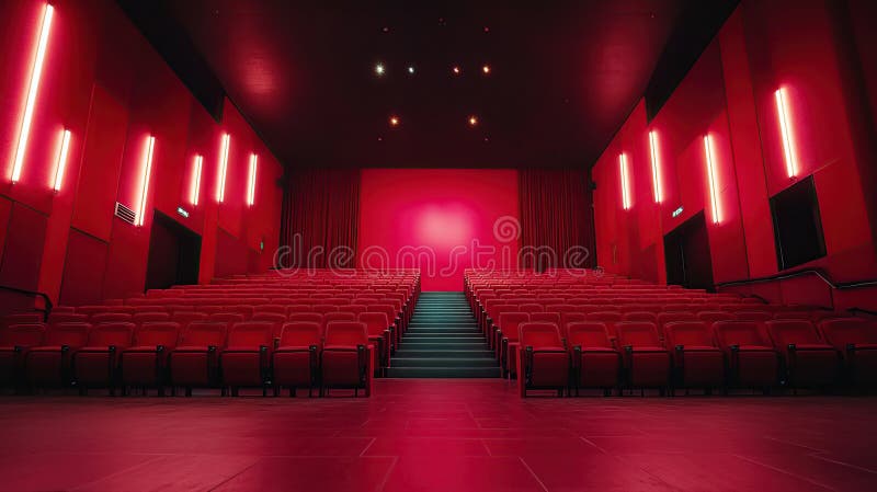 Empty Red Cinema Auditorium: A Captivating View vector illustration