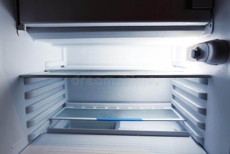 Empty Refrigerator, Many Empty Shelves in the Refrigerator Stock Image