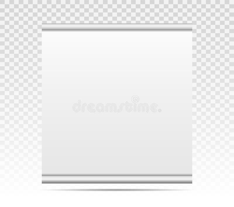 Empty roll up banner with paper canvas texture isolated on transparent background. Art design blank template mockup royalty free illustration Empty roll up banner with paper canvas texture isolated on transparent background. Art design blank template mockup royalty free illustration