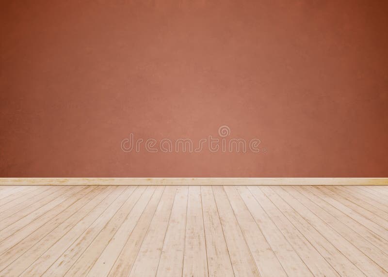 Empty Room Background and Red Cement Wall with Wooden Stock Photo - Image  of stone, material: 131631340