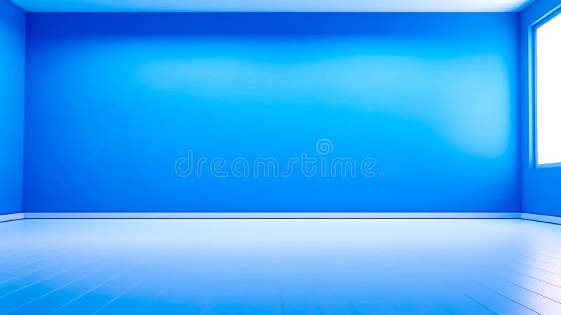 Empty Room with Blue Wall and White Floor in the Middle. Generative AI ...