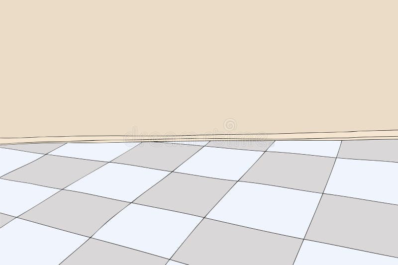 Empty Room with Checkered Floor Stock Illustration - Illustration of