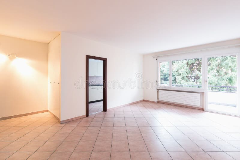 Empty Room with Door and Window Stock Photo - Image of nature, space