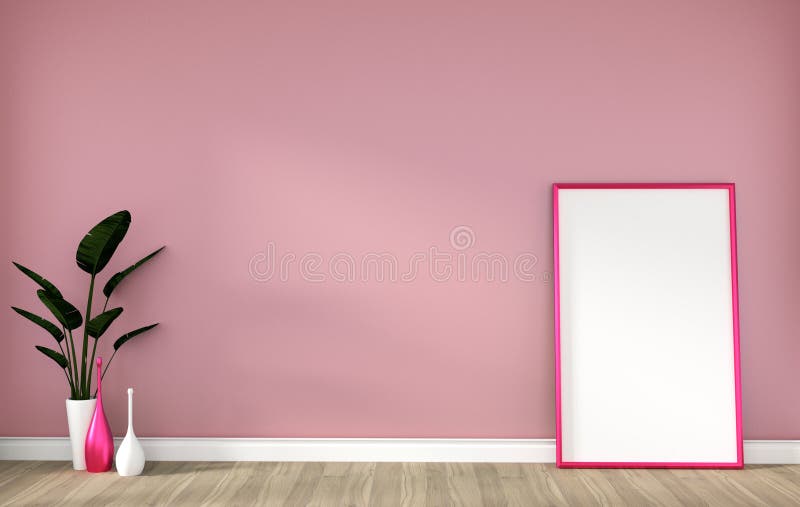 Pink Wall Wood Floor Empty Room Stock Illustrations 902 Pink