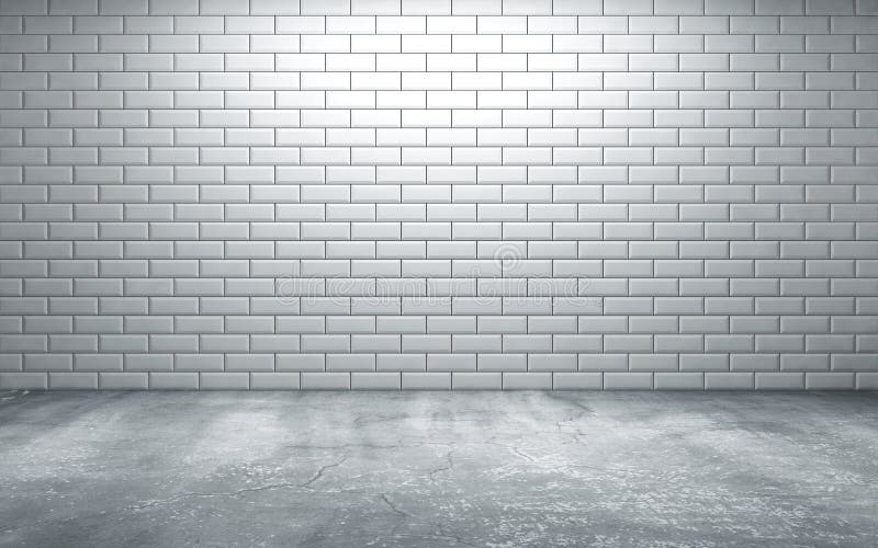 Empty room with tiles on wall and concrete floor royalty free illustration Empty room with tiles on wall and concrete floor royalty free illustration