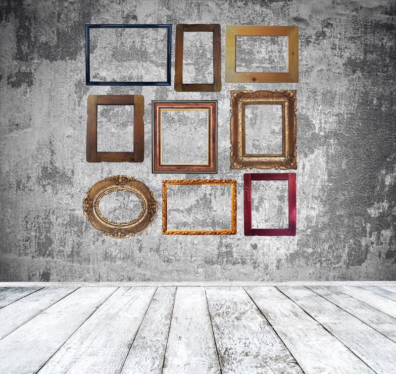 Empty Room with Vintage Frames Stock Image Image of background, dirty