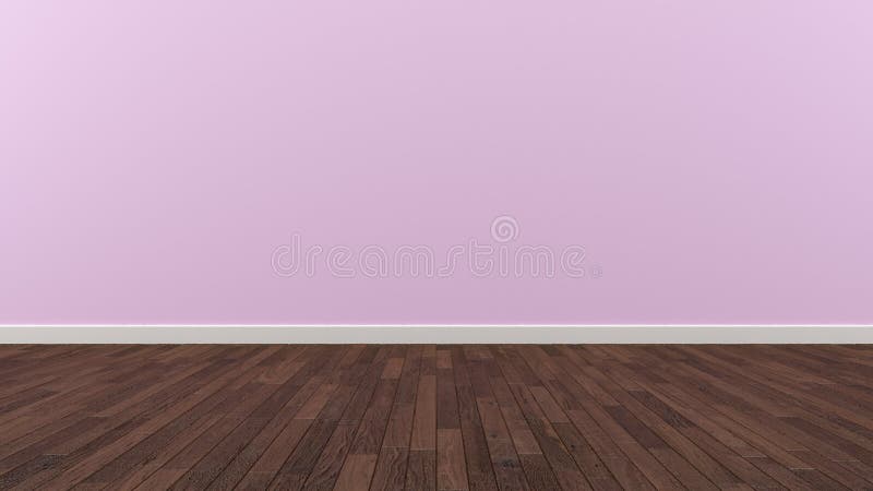 Pink Wall Wood Dark Brown Floor 3d Illustration Render Background ...