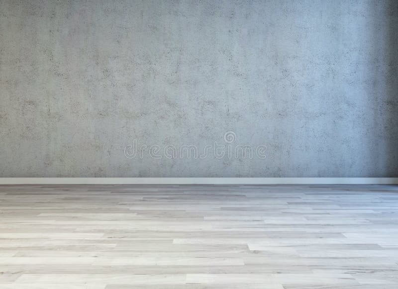 Empty Room with Wood Floor and Grey Walls royalty free illustration