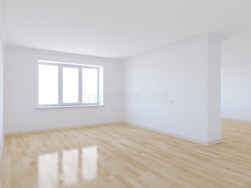 Empty room with wooden floor stock illustration