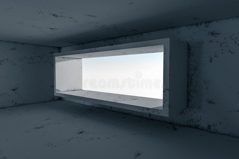 Empty rough room with light coming in from the window, 3d rendering