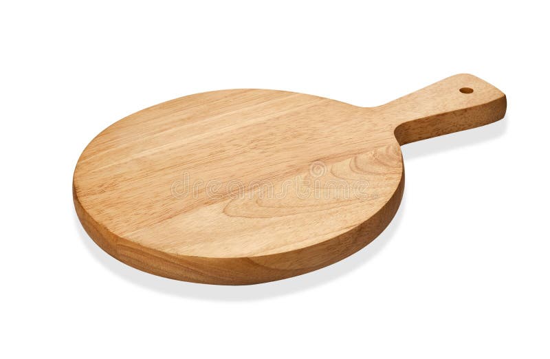 Empty Round Wooden Board, Wooden Serving Tray with Handle, Isolated on  White Background with Clipping Path Stock Photo - Image of chopping,  cheese: 123185964