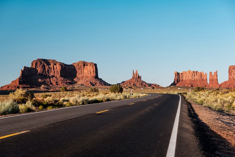 Empty scenic highway in Monument Valley