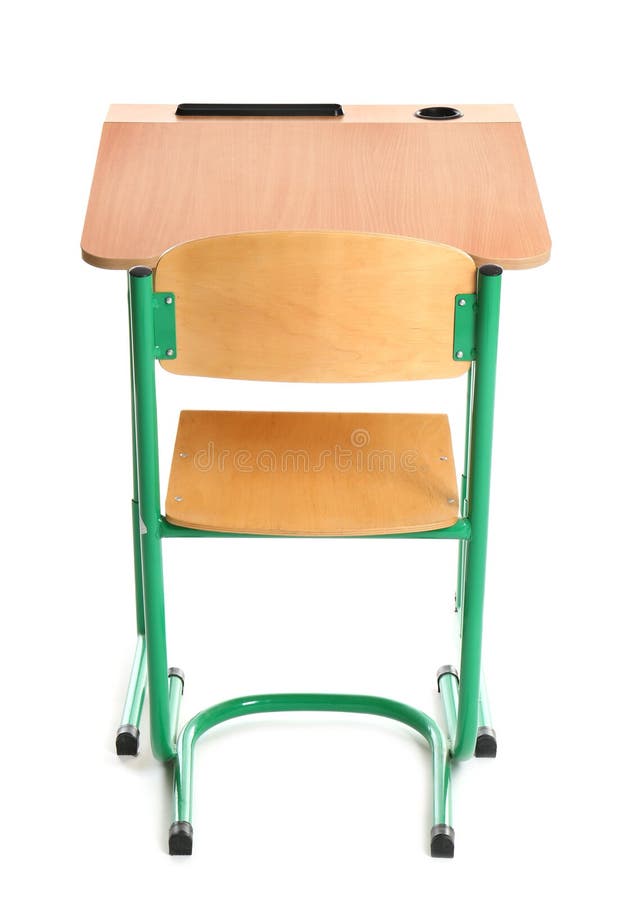 Empty School Wooden Desk for Classroom on White Stock Image Image of